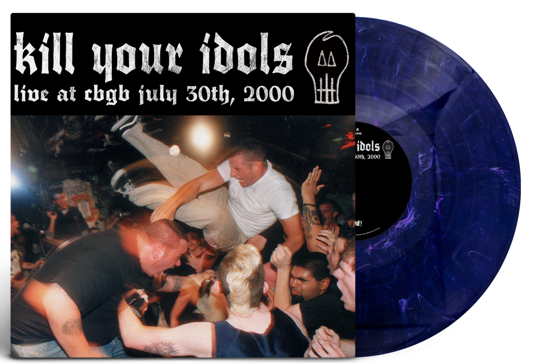 KILL YOUR IDOLS ‘LIVE AT CBGB’ LP (Limited Edition – Only 100 Made, Deep Purple Swirl Vinyl) record cover