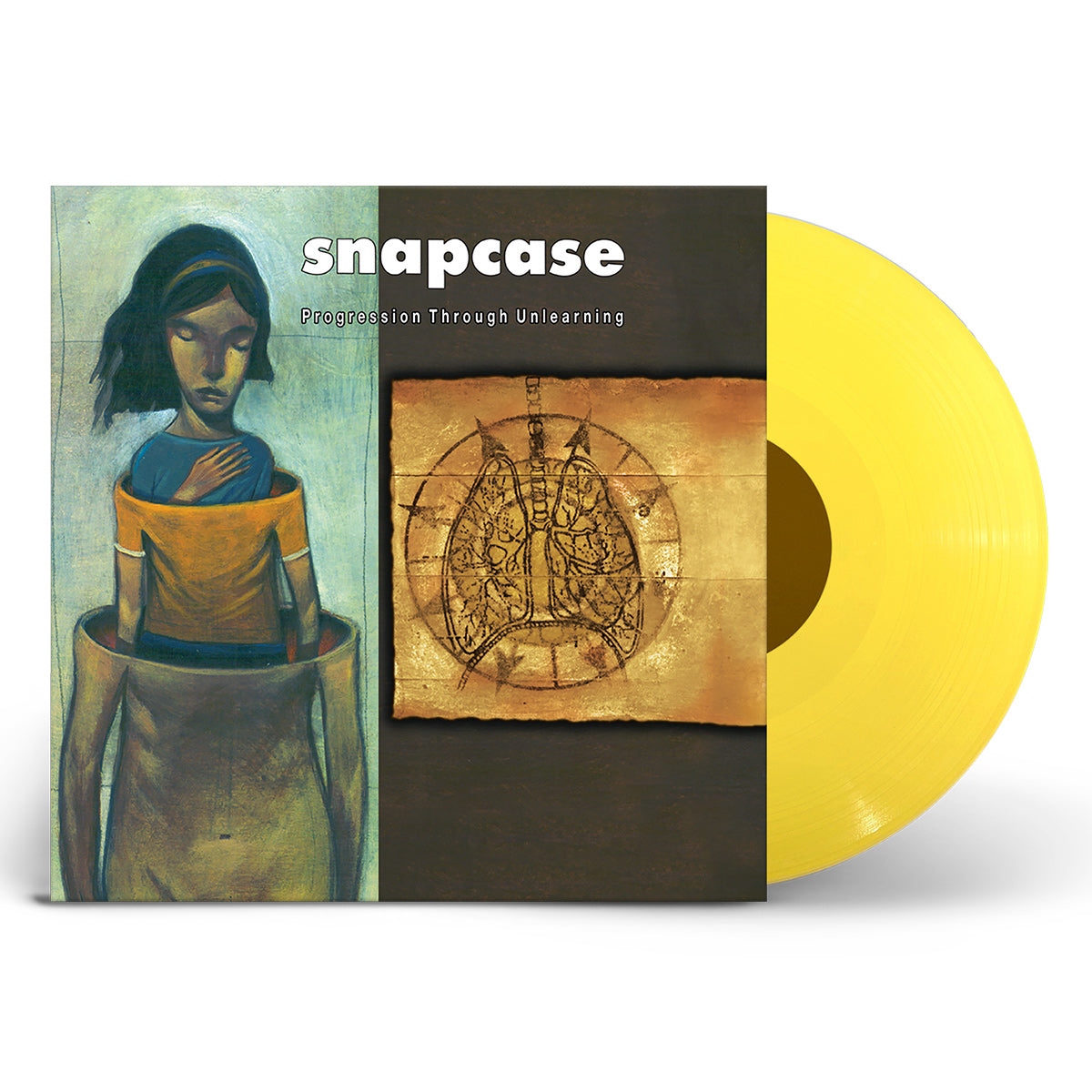 SNAPCASE ‘PROGRESSION THROUGH UNLEARNING’ LP (Limited Edition – Only 250 Made, Transparent Yellow Vinyl) record cover