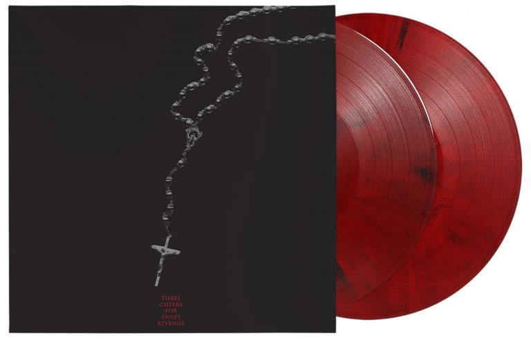 MY CHEMICAL ROMANCE ‘THREE CHEERS FOR SWEET REVENGE’ DELUXE EDITION 2LP (Red & Black Marble Vinyl) record cover
