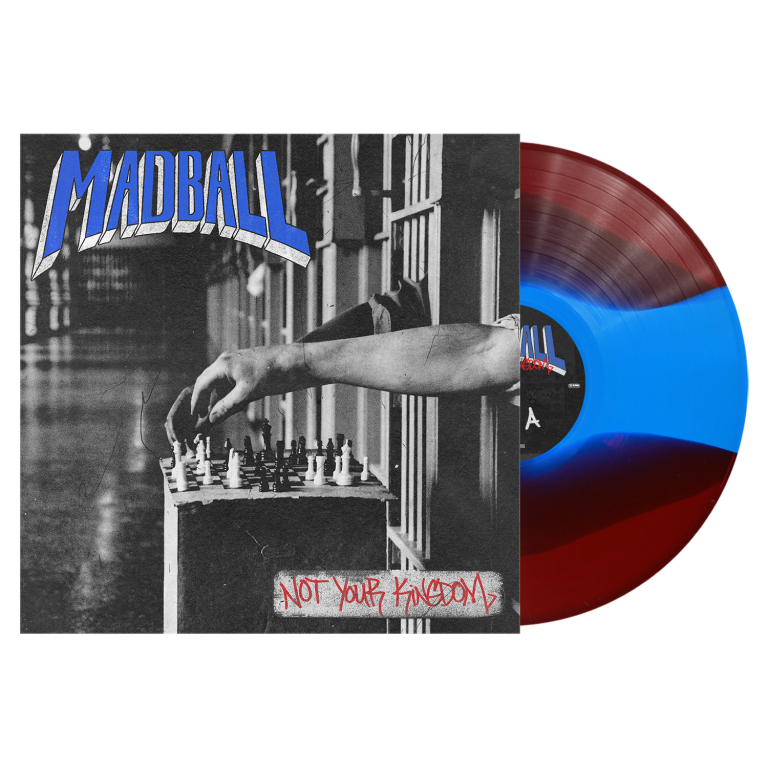 MADBALL ‘NOT YOUR KINGDOM’ LP (Exclusive – Limited to 200, Oxblood & Sky Blue Split Vinyl) record cover