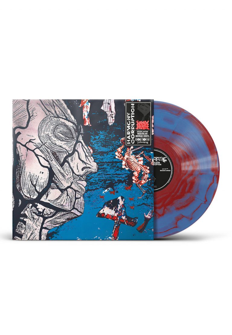 Napalm Death Harmony Corruption Ltd. RSD Red And Blue Merge – Colored Vinyl record cover