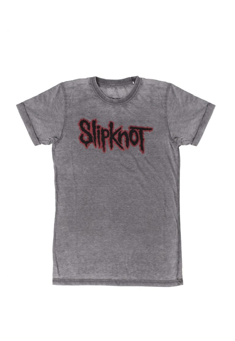 Slipknot Red Logo Burnout Grey – T-Shirt T-shirt image
