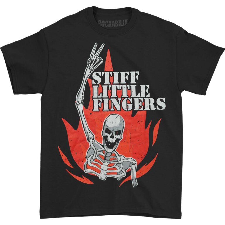 Stiff Little Fingers Skeleton Flame T-shirt T-shirt image