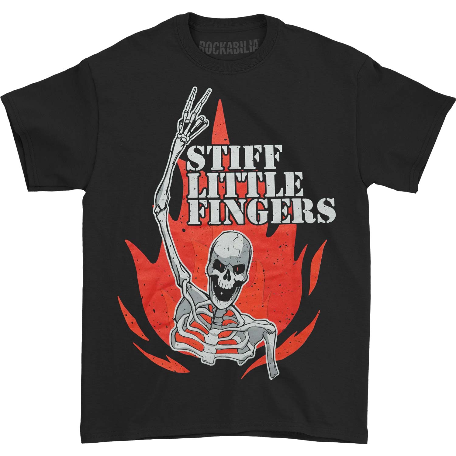 Stiff Little Fingers Skeleton Flame T-shirt T-shirt image